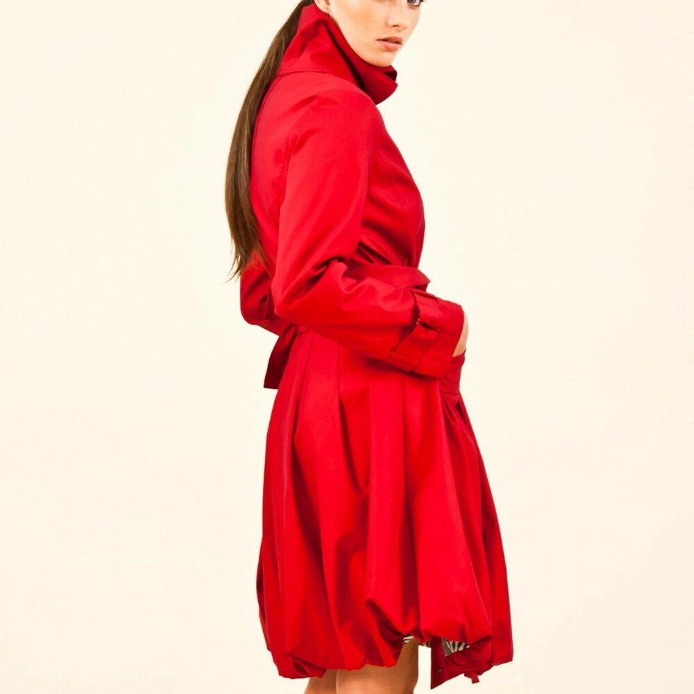 SAMUEL DONG Classic Red Bubble Dress-Coat SZ MED NWOT!